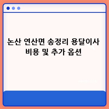 논산 연산면 송정리 용달이사 비용 및 추가 옵션